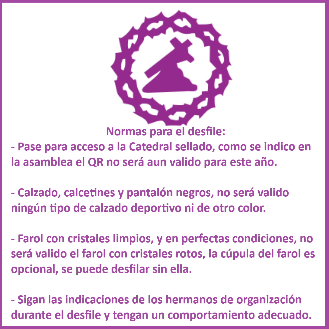 Normas para el desfile