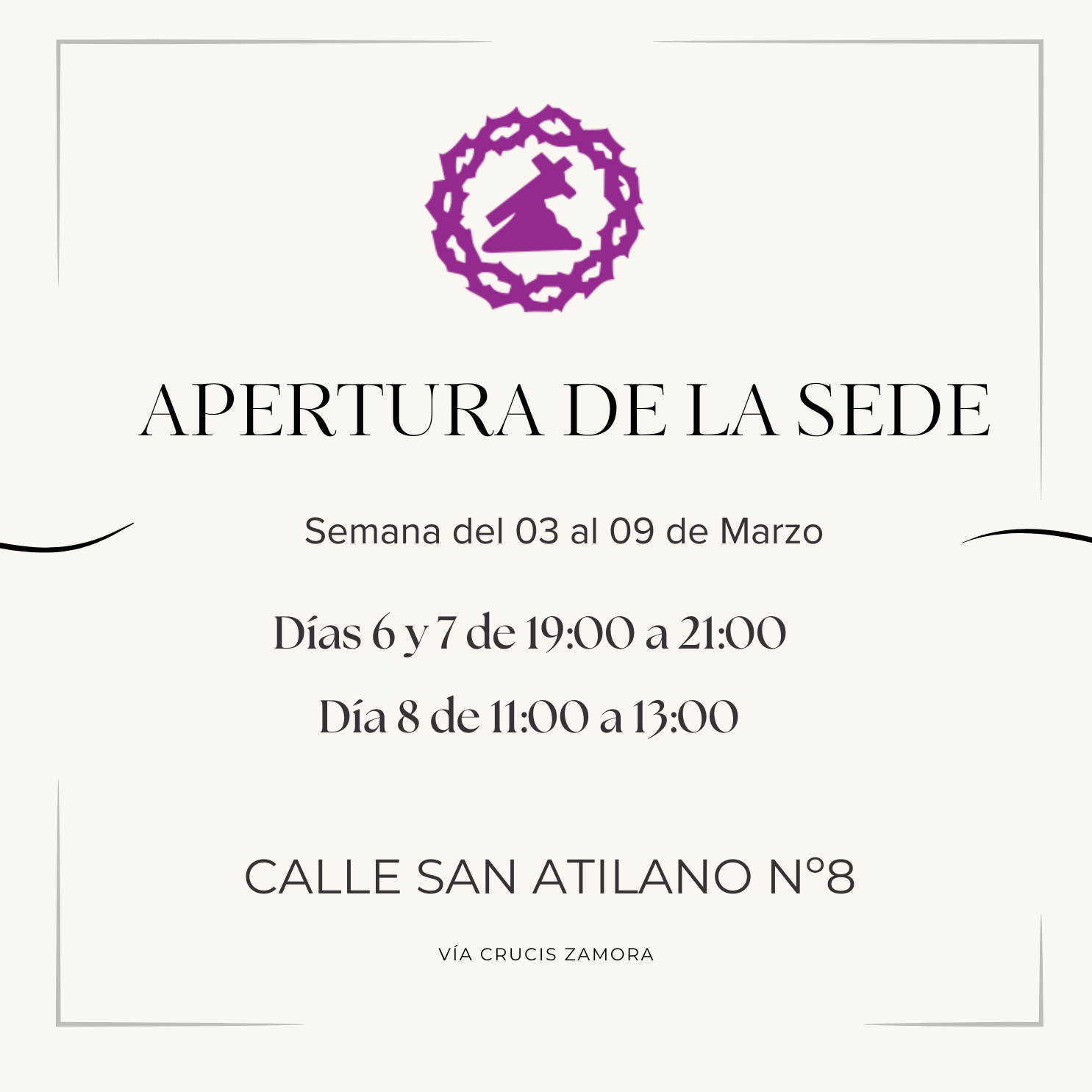 Apertura de la sede semana del 03 al 09 de Marzo